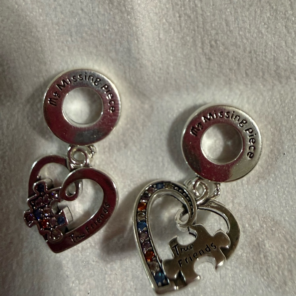 Pandora Silver Heart Puzzle Charm with Multicolor Stones - Picture 5 of 6